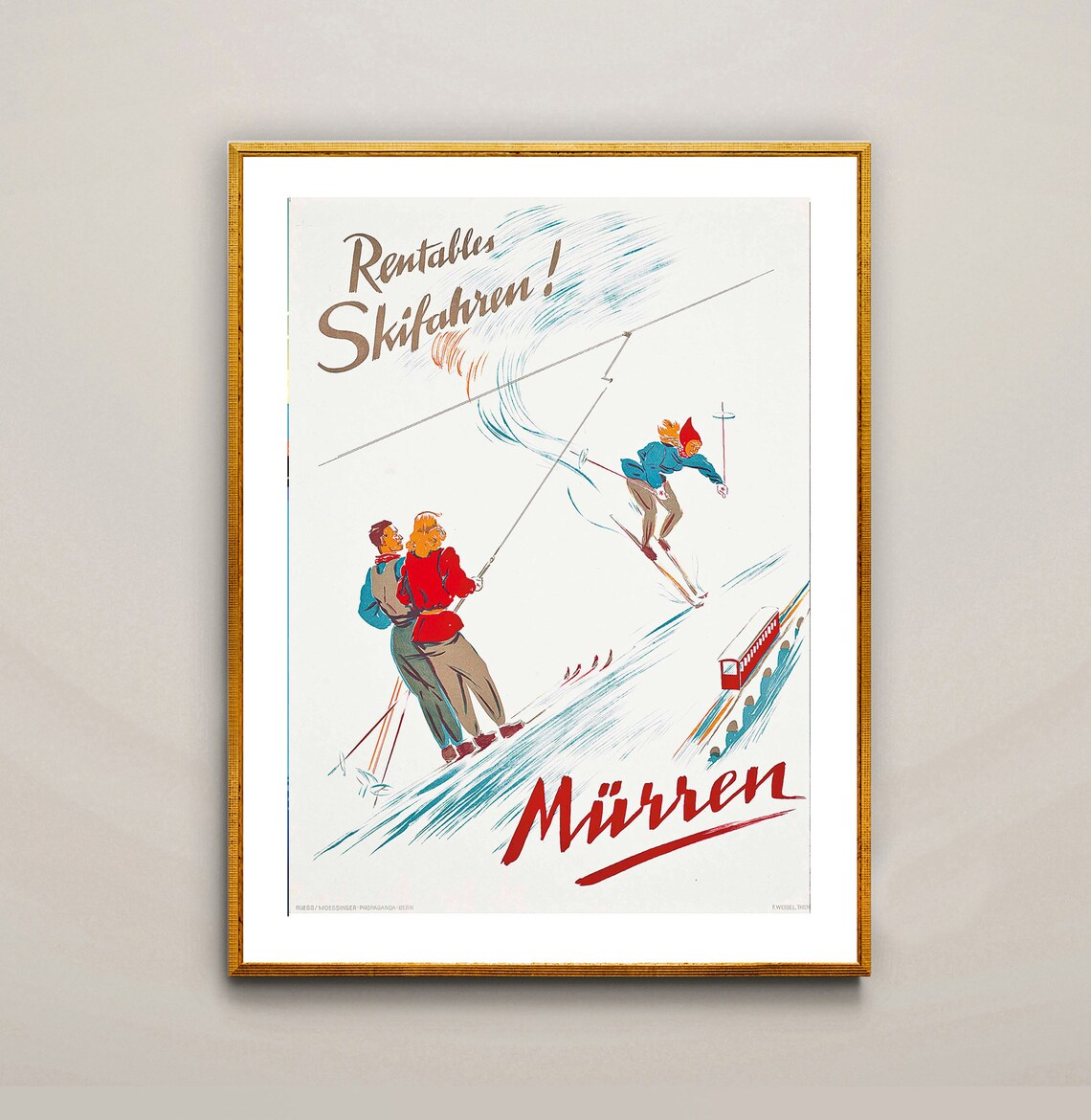 Mrren Schweiz Berner Oberland Vintage Travel Poster - Image 2