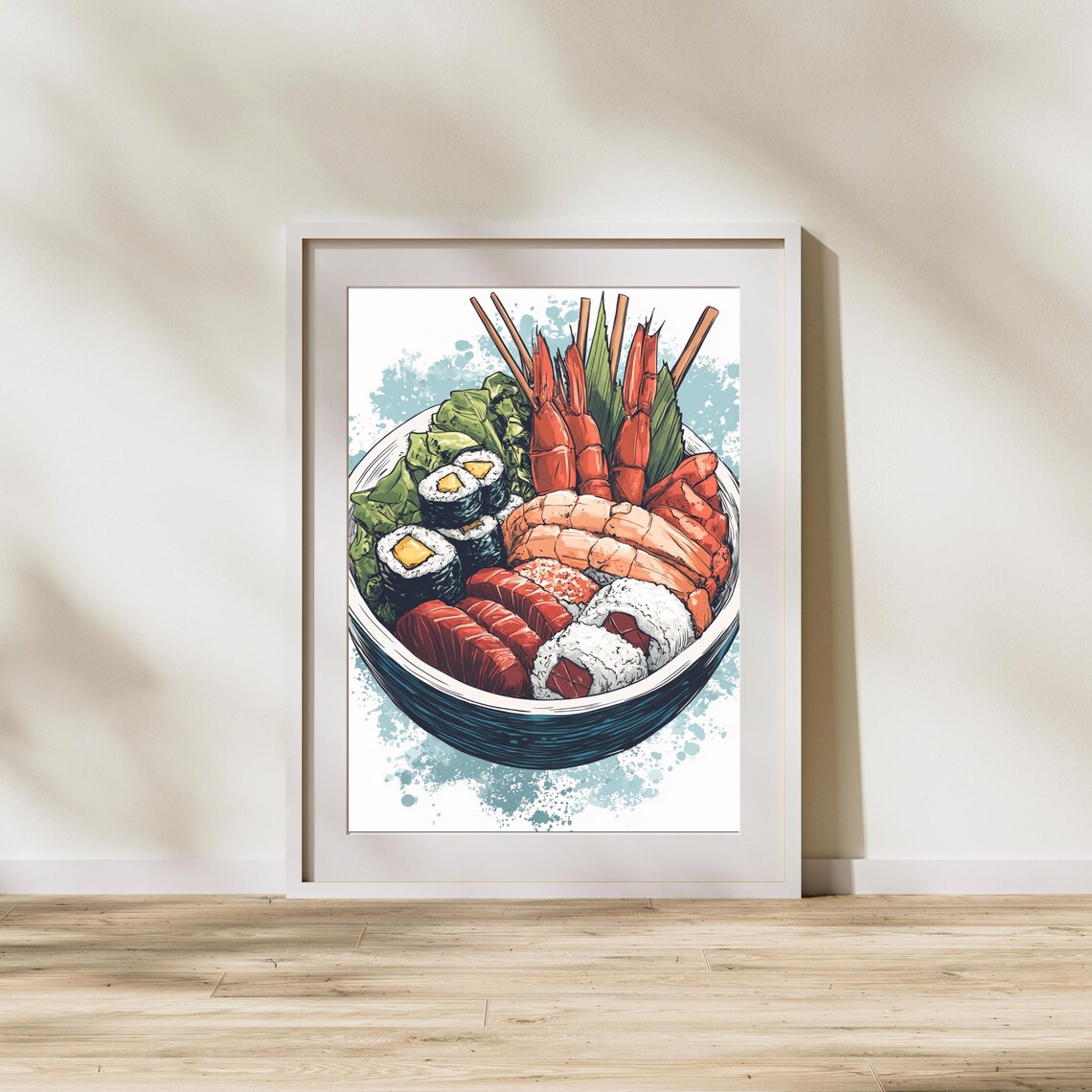Japanese Seafood Bowl Colorful Sushi Illustration Food Poster - Image 3