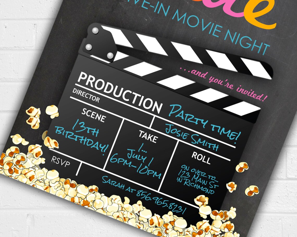 Pool Party Movie Night Invitation, Teen Girl Art Print - Image 4