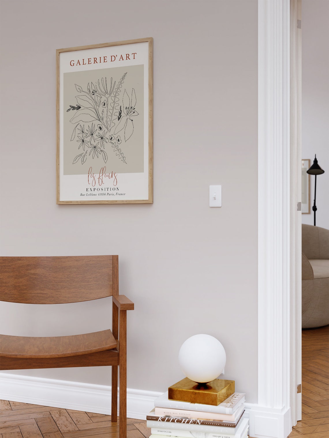 Galerie Dart Paris Les Fleurs Neutral Floral Exhibition Poster - Image 2