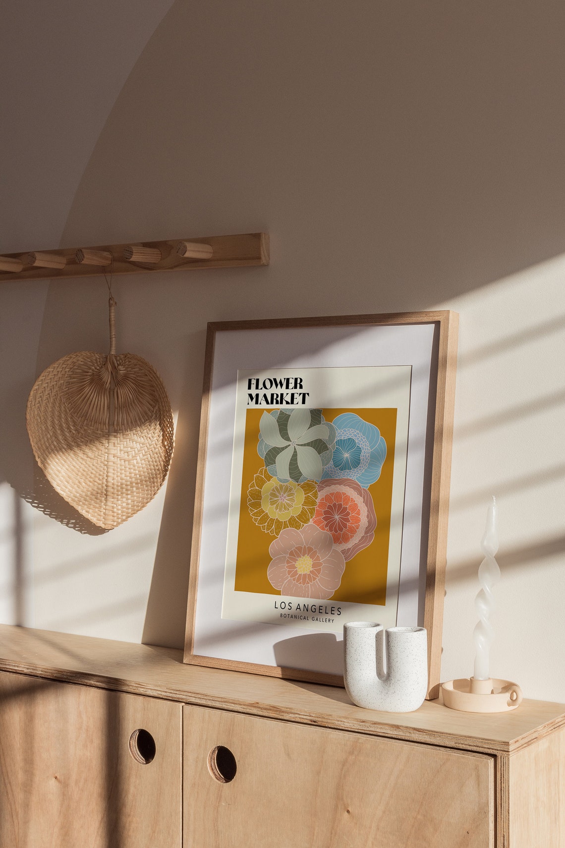 Flower Market Los Angeles Print Flower Market Poster Retro 70s Flower Market Boho Flower Market Hippie Flowers Poster F017 - Image 2