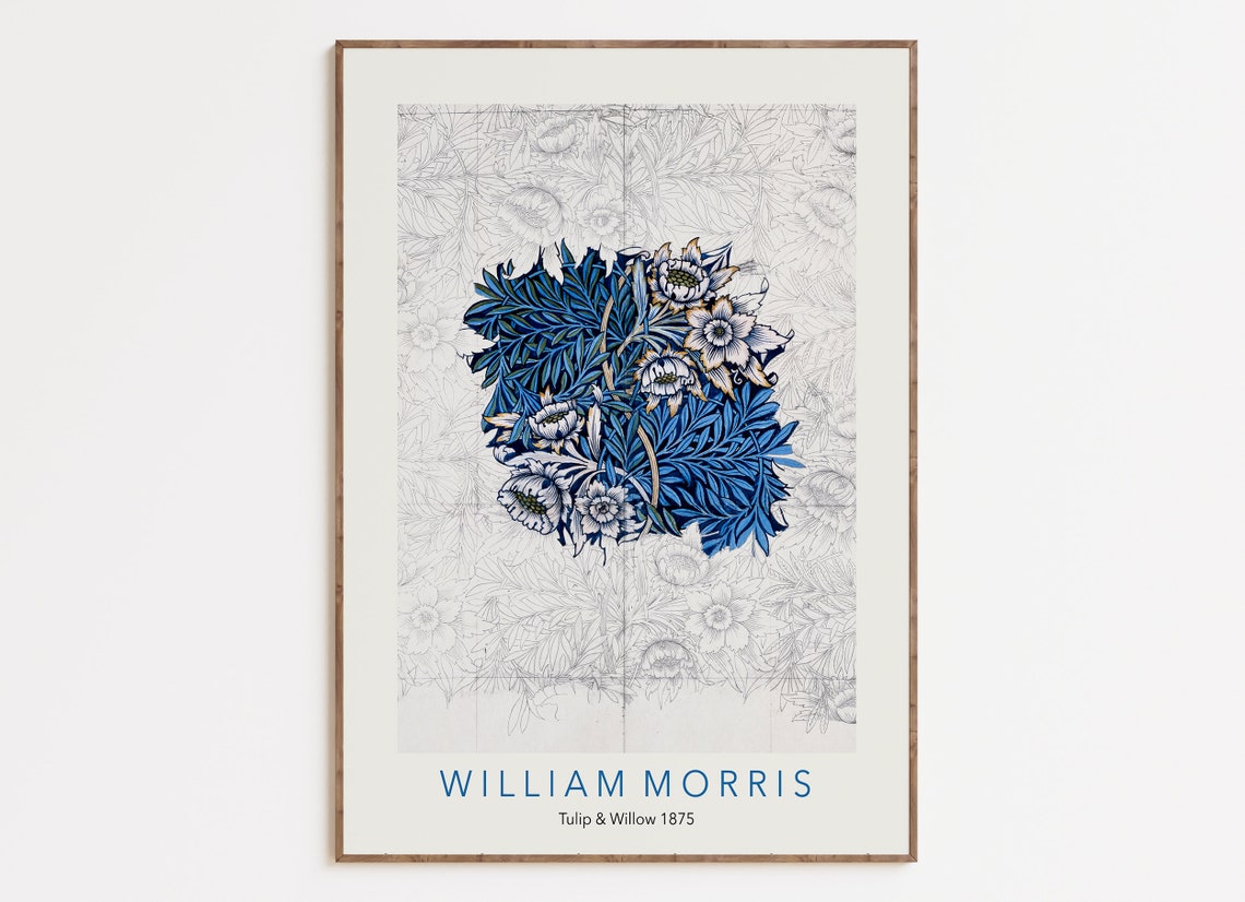 William Morris Tulip And Willow 1875 Blue Botanical Art Poster
