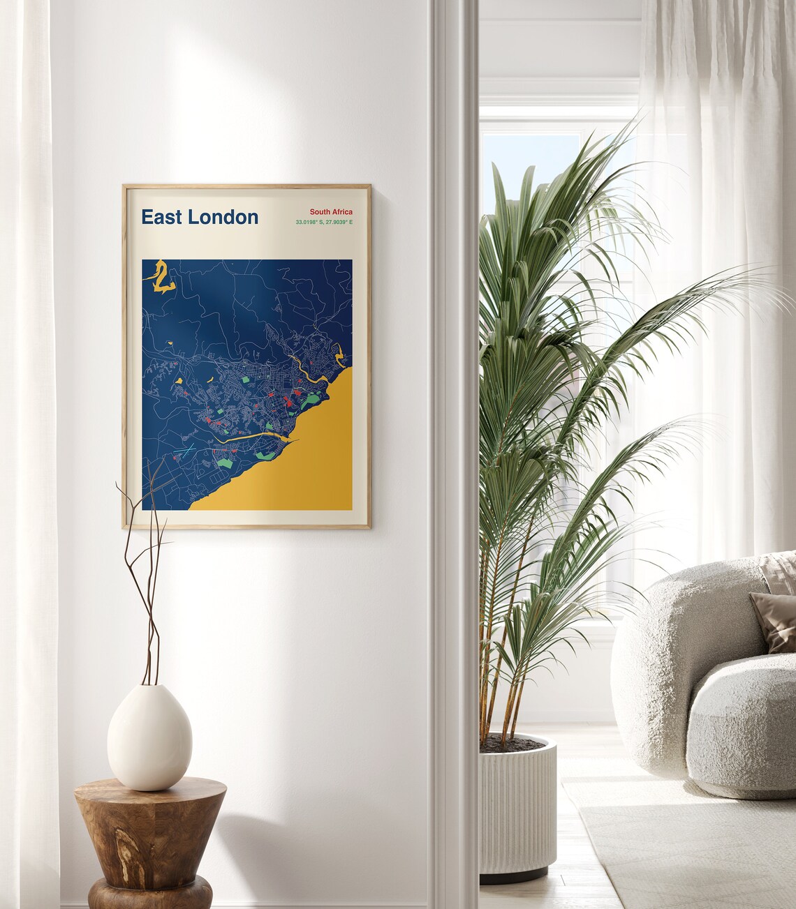 East London South Africa Map Print, Modernist Map Art - Image 2