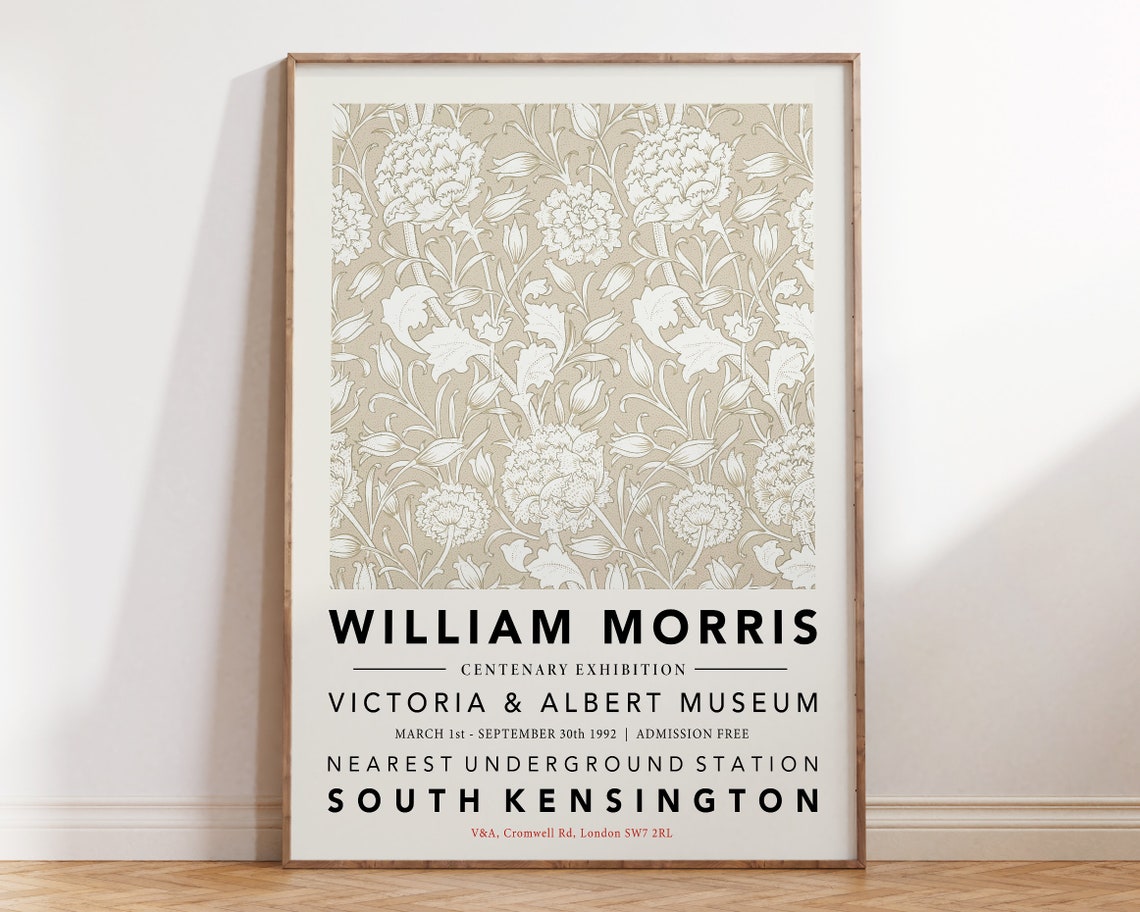 William Morris Beige Carnation Pattern V And A Centenary Art Poster