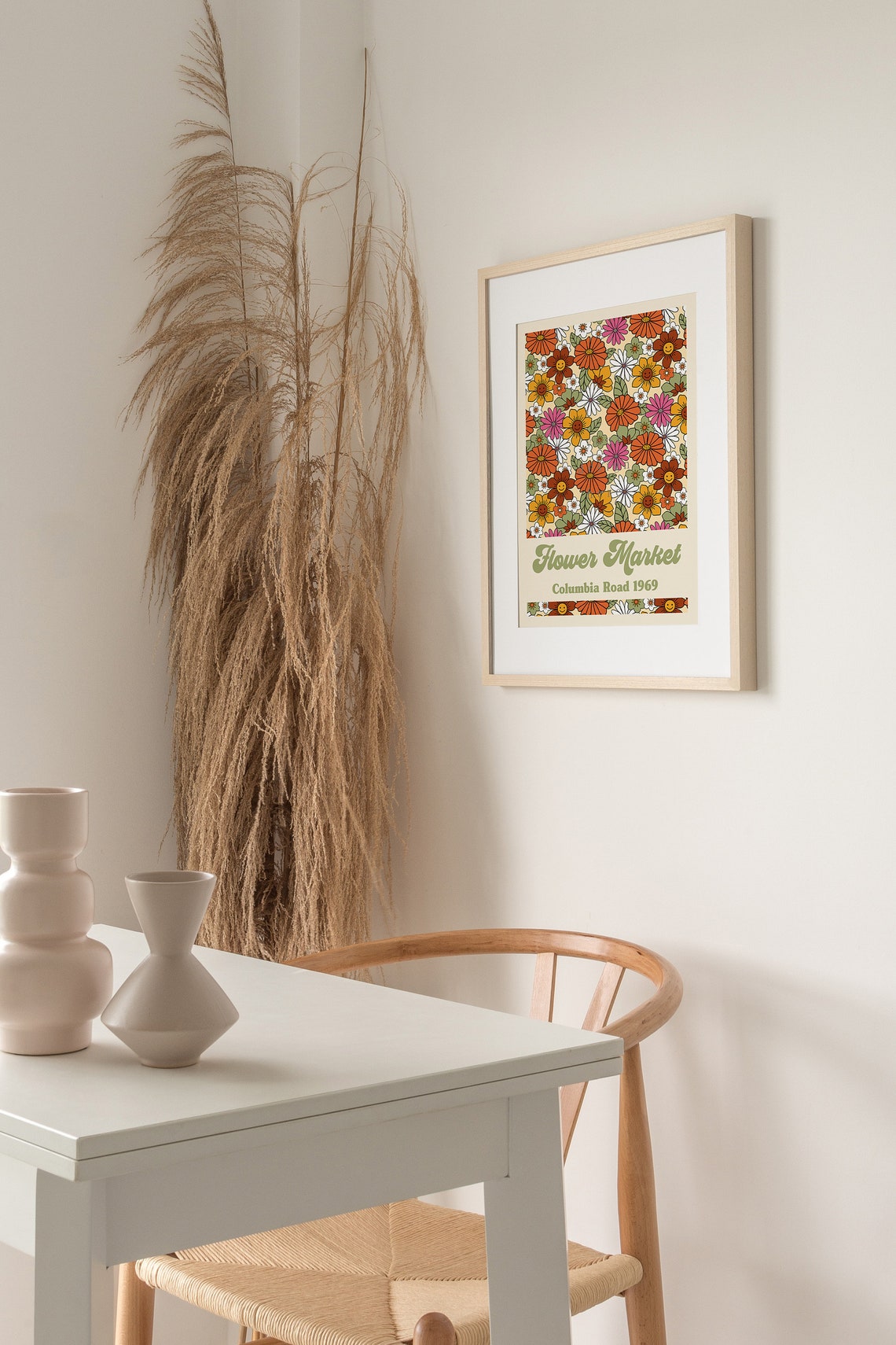 Flower Market Columbia Road 1969 Retro Daisy Art Poster Kitchen Decor - Image 2