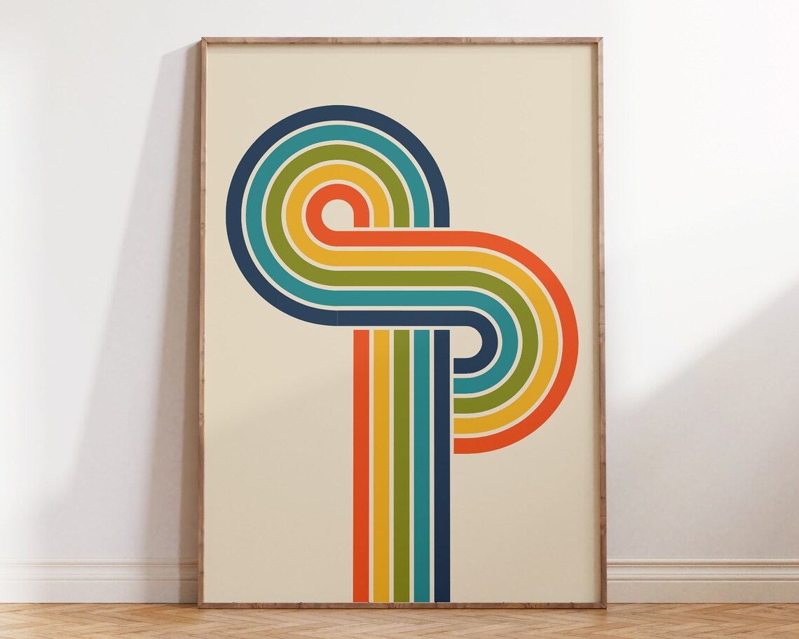 Retro Rainbow Mid Century Poster, 70s Aesthetic