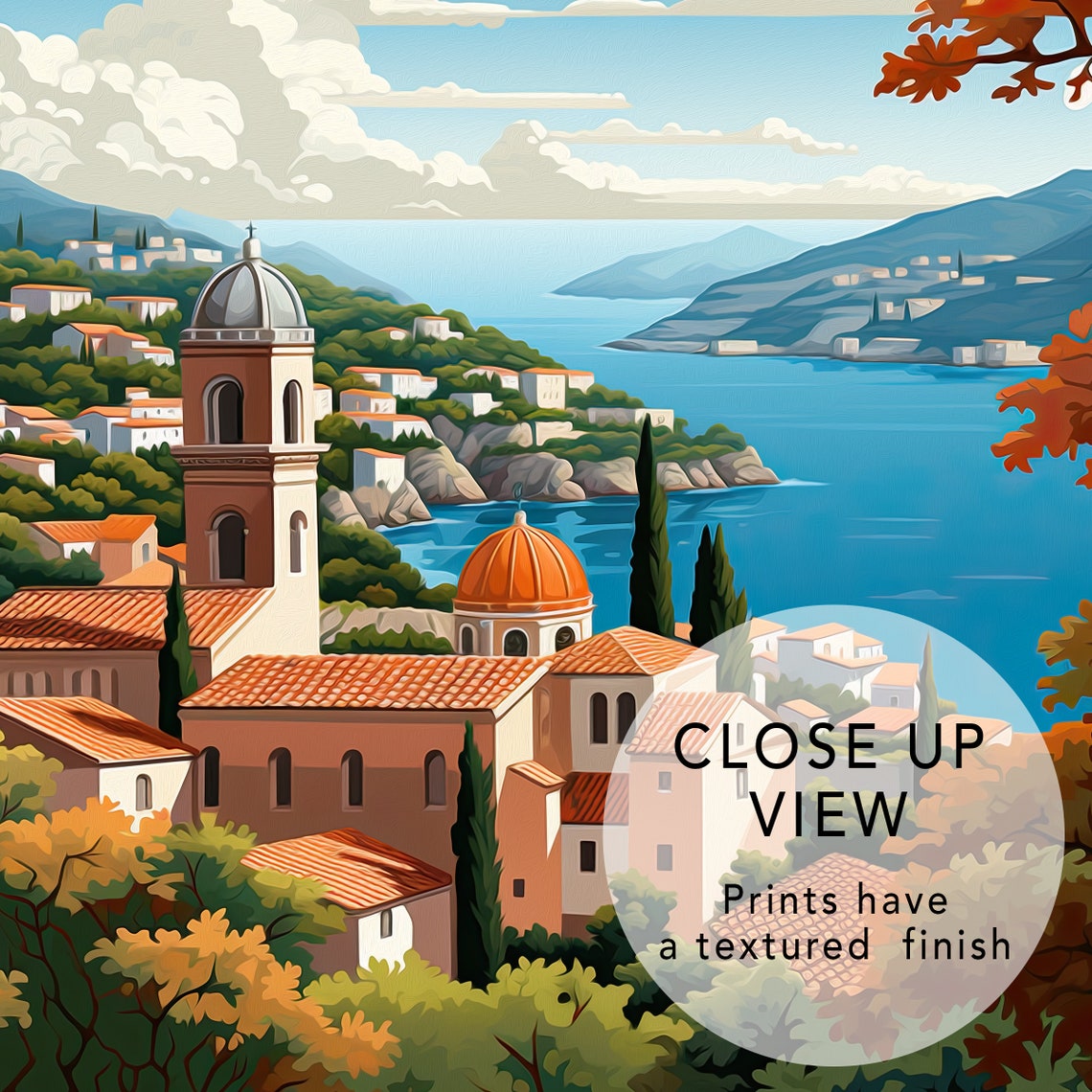 Dubrovnik Croatia Retro Adriatic Old Town Sea View Travel Poster - Image 3