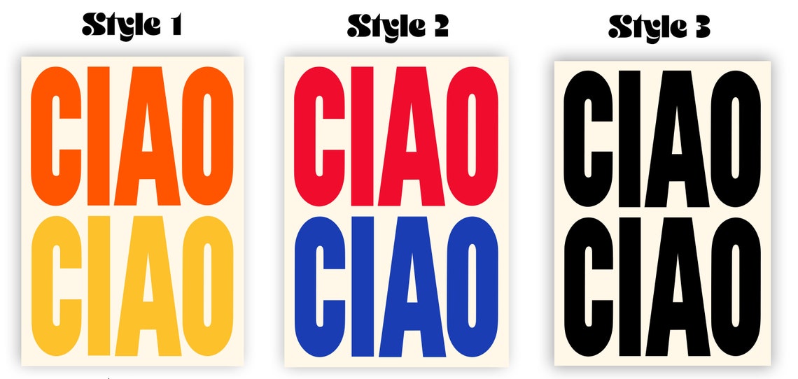 Ciao Ciao Black and Cream Bold Italian Typography Greeting Poster - Image 2