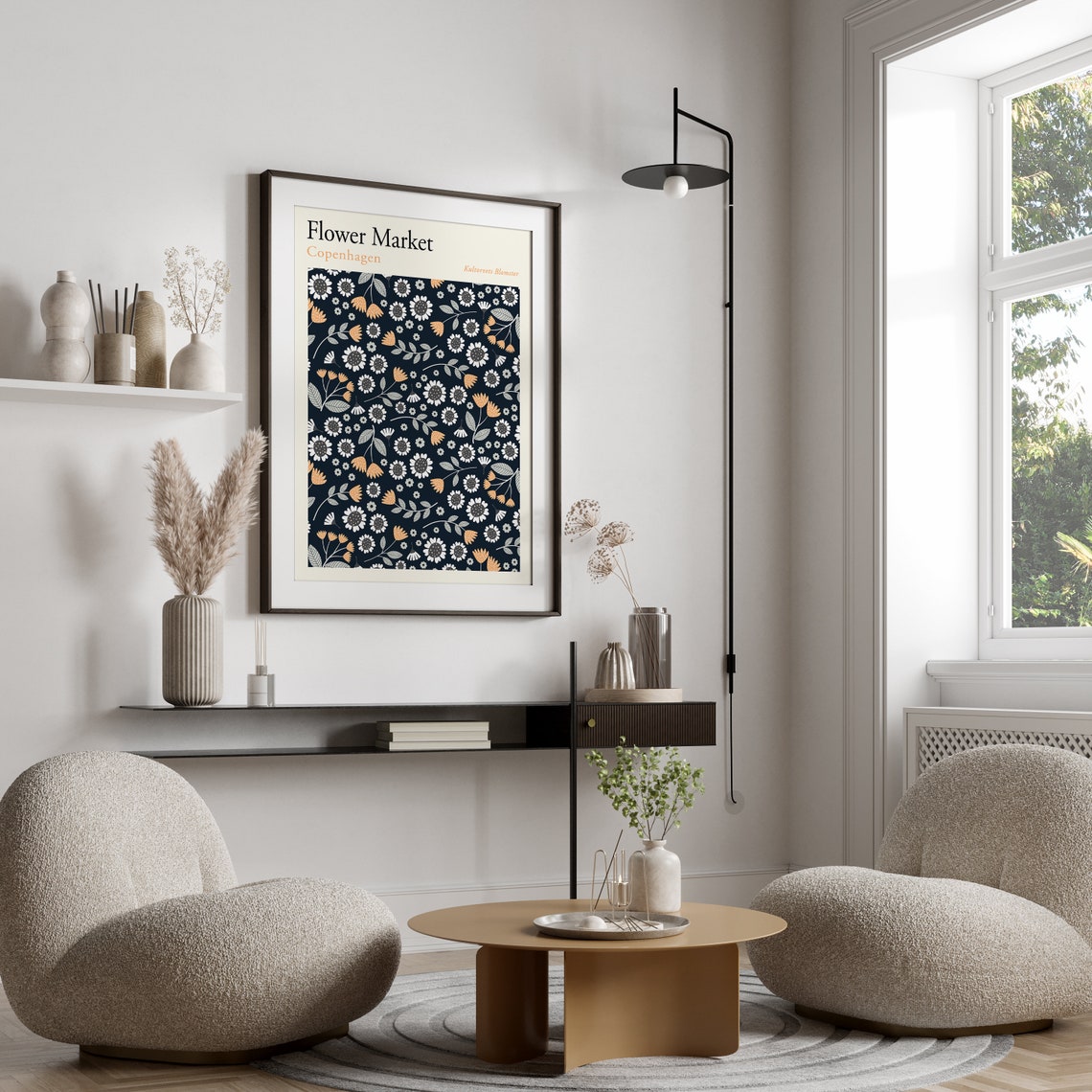 Flower Market Print Flower Market Copenhagen Poster Floral Art Poster Minimal Flower Market Art Print Modern Botanical Wall Art F148 - Image 3