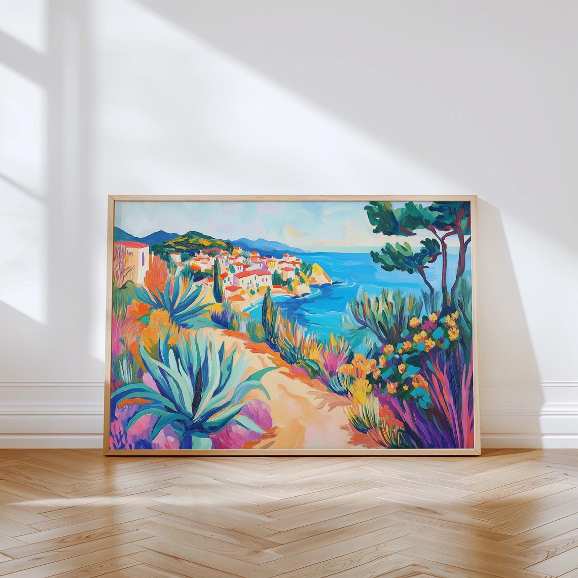 Colourful Fauvist Coastal Landscape Mediterranean Sea Town Poster - Image 2
