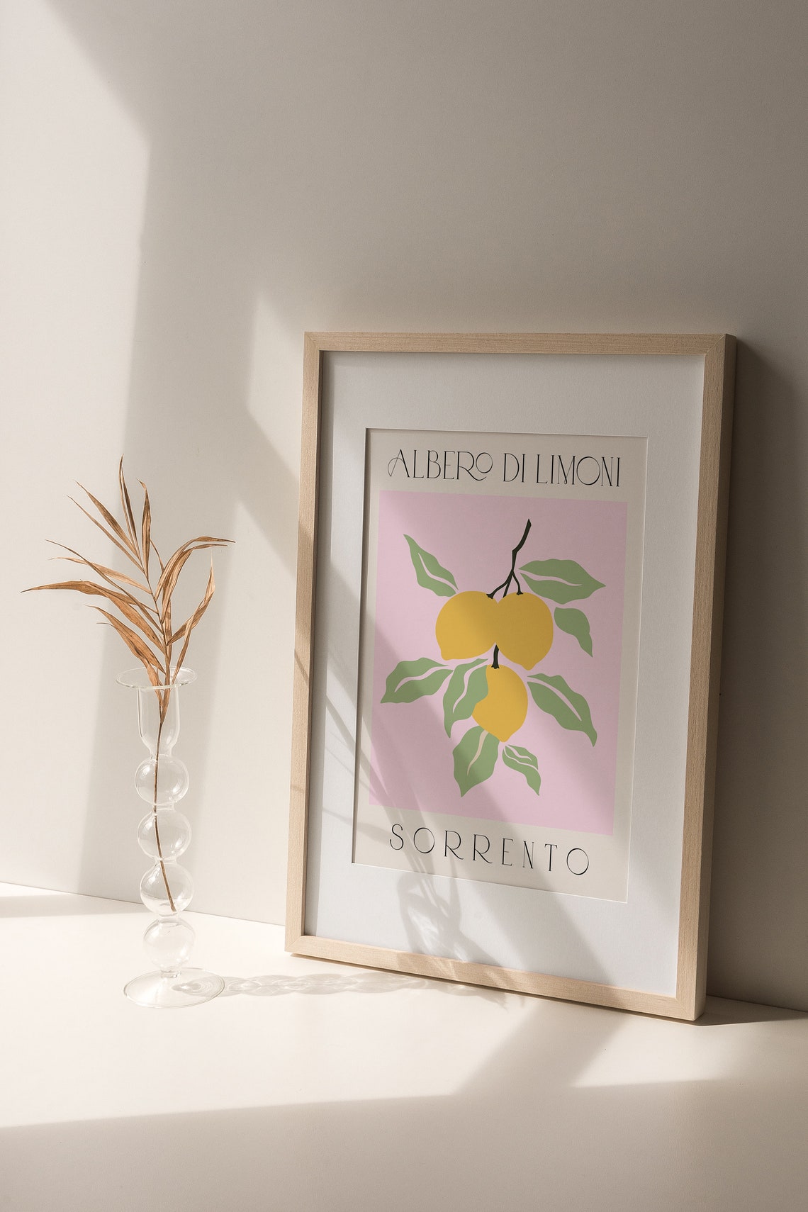 Albero di Limoni Sorrento Italian Lemon Branch Pink Kitchen Poster - Image 2