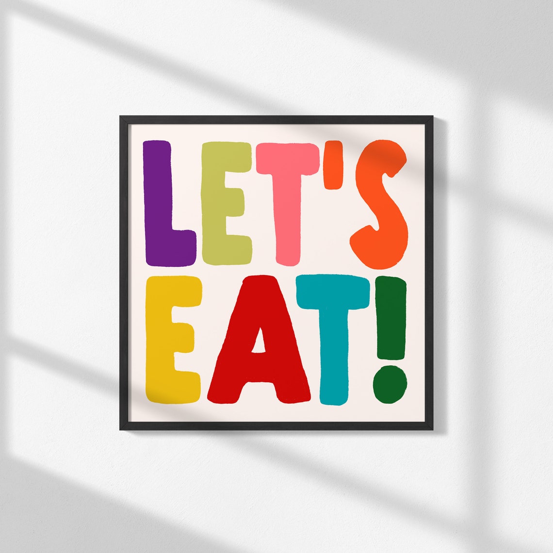 Lets Eat Rainbow Chunky Letters Playful Kitchen Decor Poster