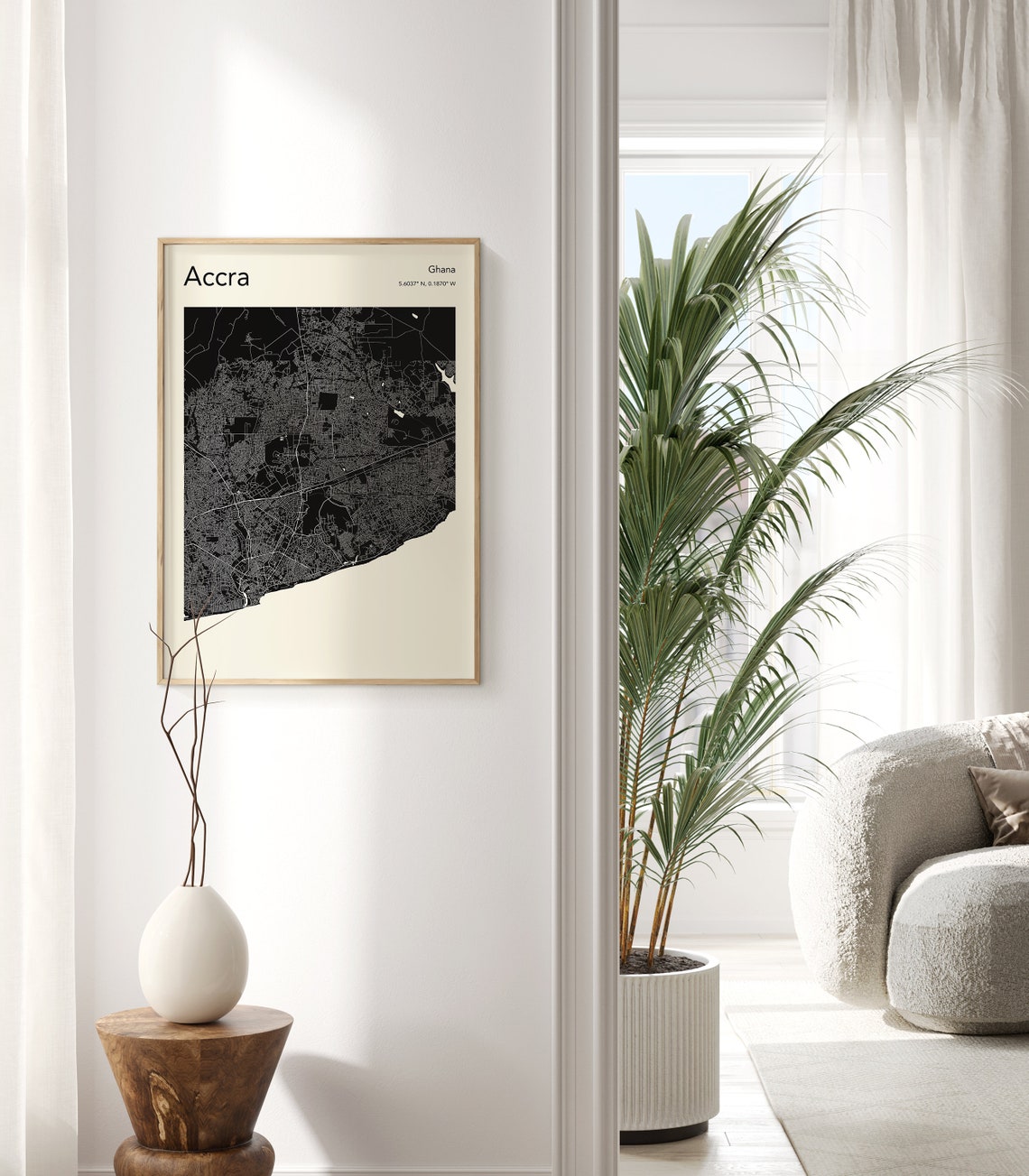 Accra Ghana Bold Red Minimalist City Street Map Decor Poster - Image 2