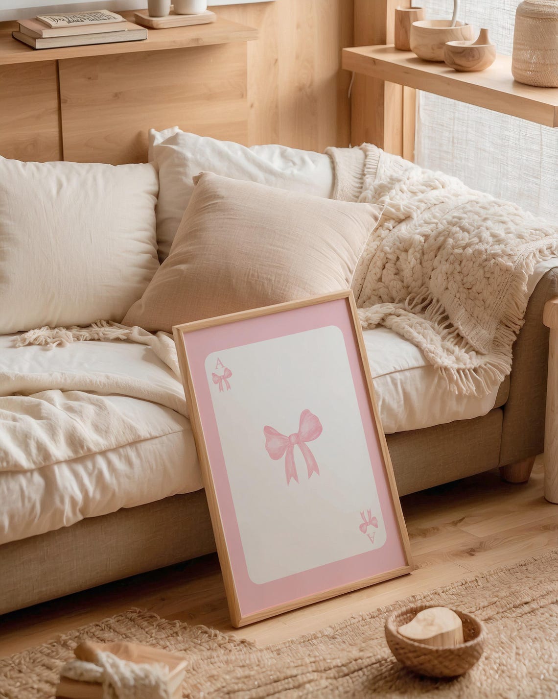 Coquette Pink Bow Playing Card Watercolour Girly Bedroom Poster - Image 3