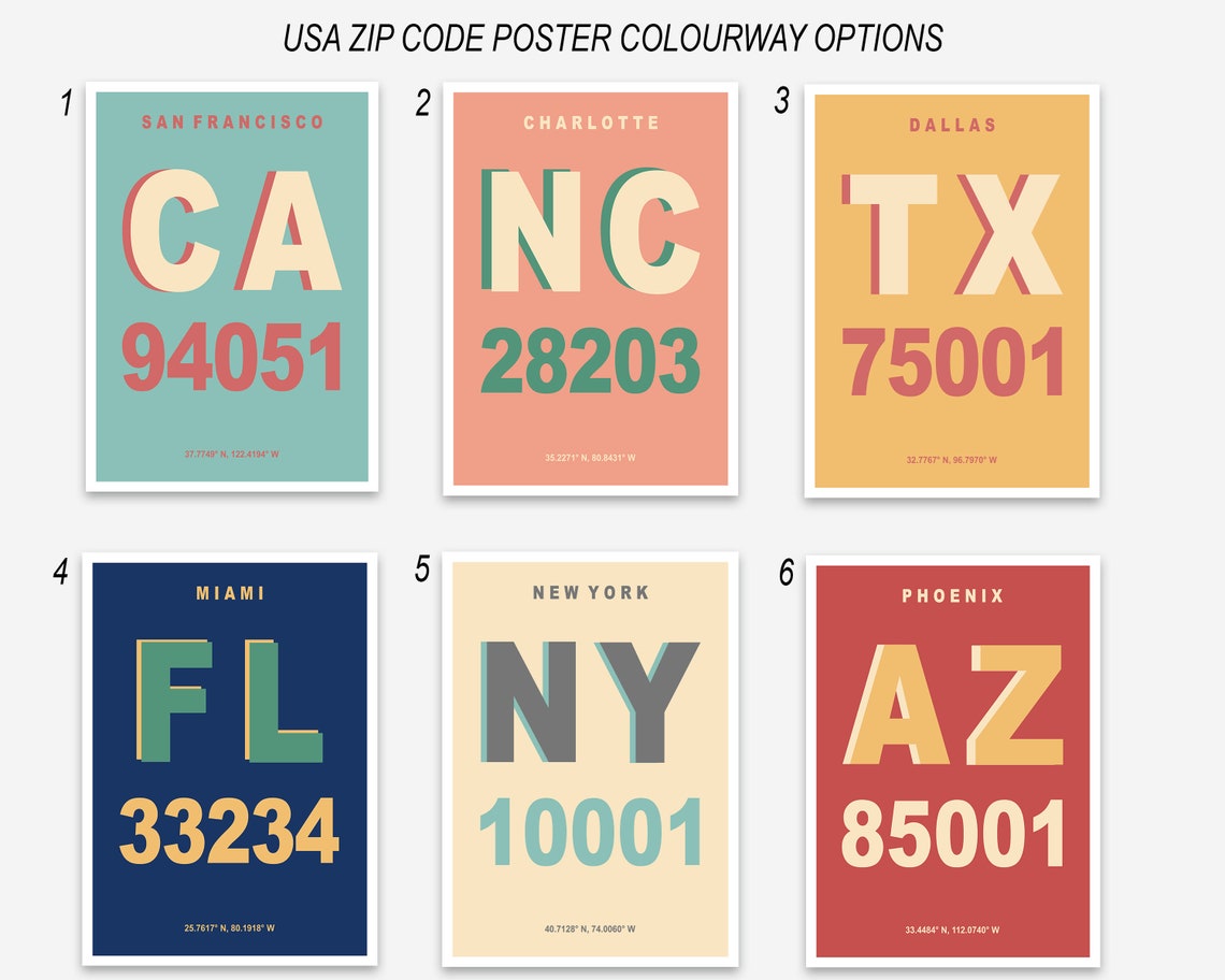 Custom Phoenix Az Zip Code Poster Personalised Address Print Post Code Poster Phoenix Az Poster Housewarming Gift Choice Of Colours - Image 2