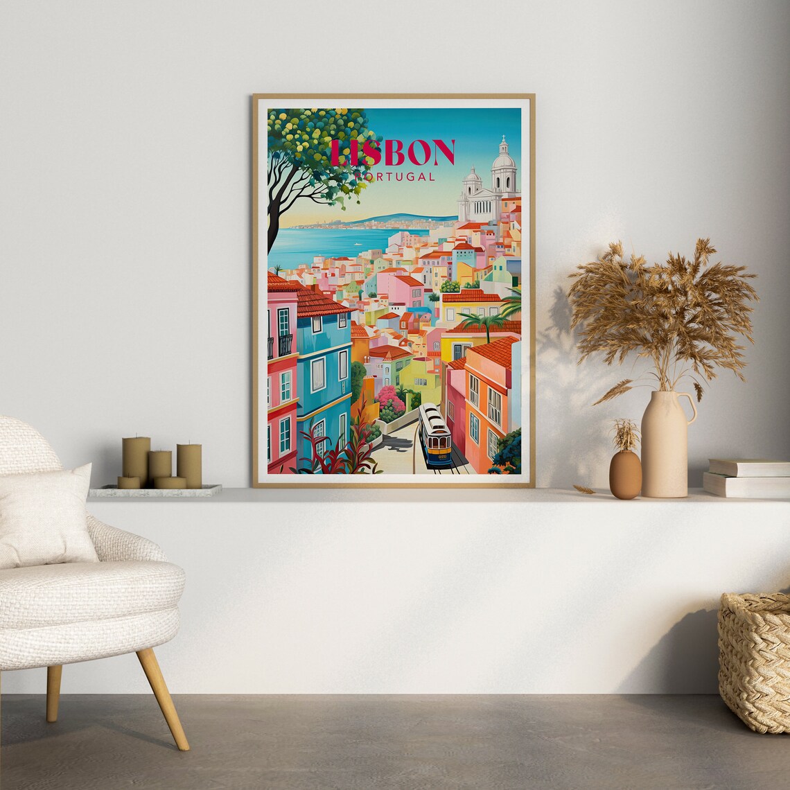 Lisbon Travel Poster, Colourful Portugal Art Print - Image 2