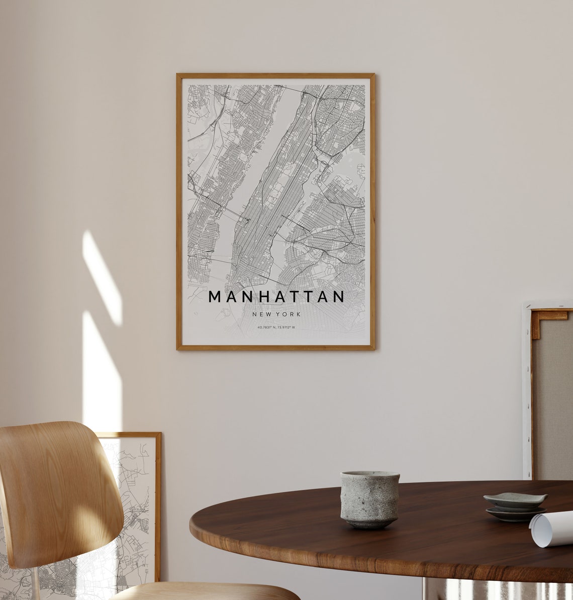 Manhattan New York Minimalist White Grey Borough Map Wall Poster - Image 2