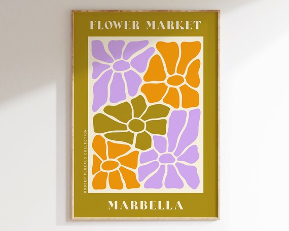 Marbella Flower Market Modern Florals Purple Orange Wall Art