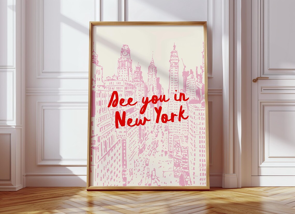 See You In New York Pastel Pink Travel Poster