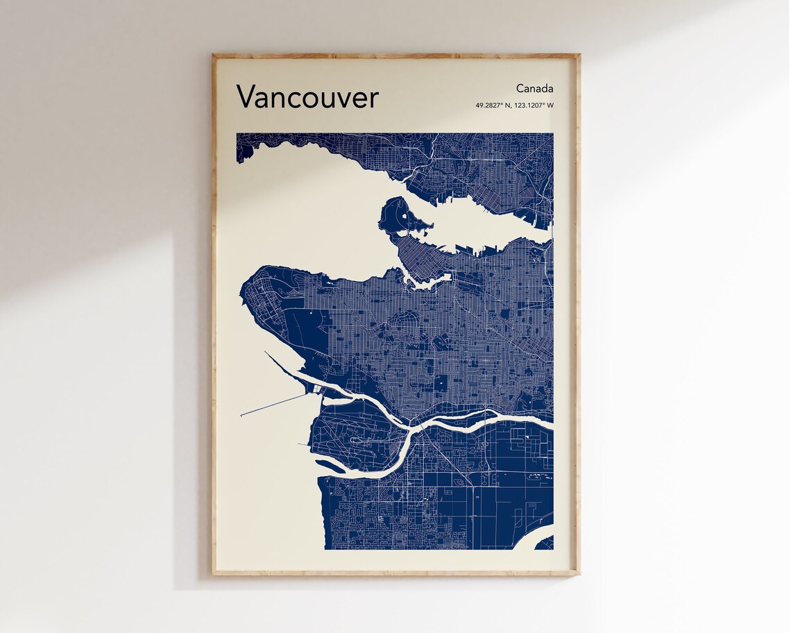 Vancouver Map Poster, Modern City Map Art Print