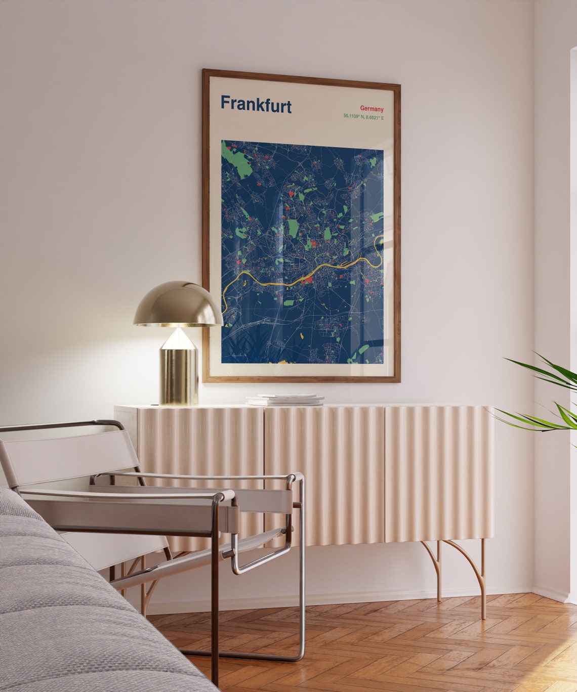 Frankfurt Germany City Street Map Navy Blue Minimalist Art Print - Image 2