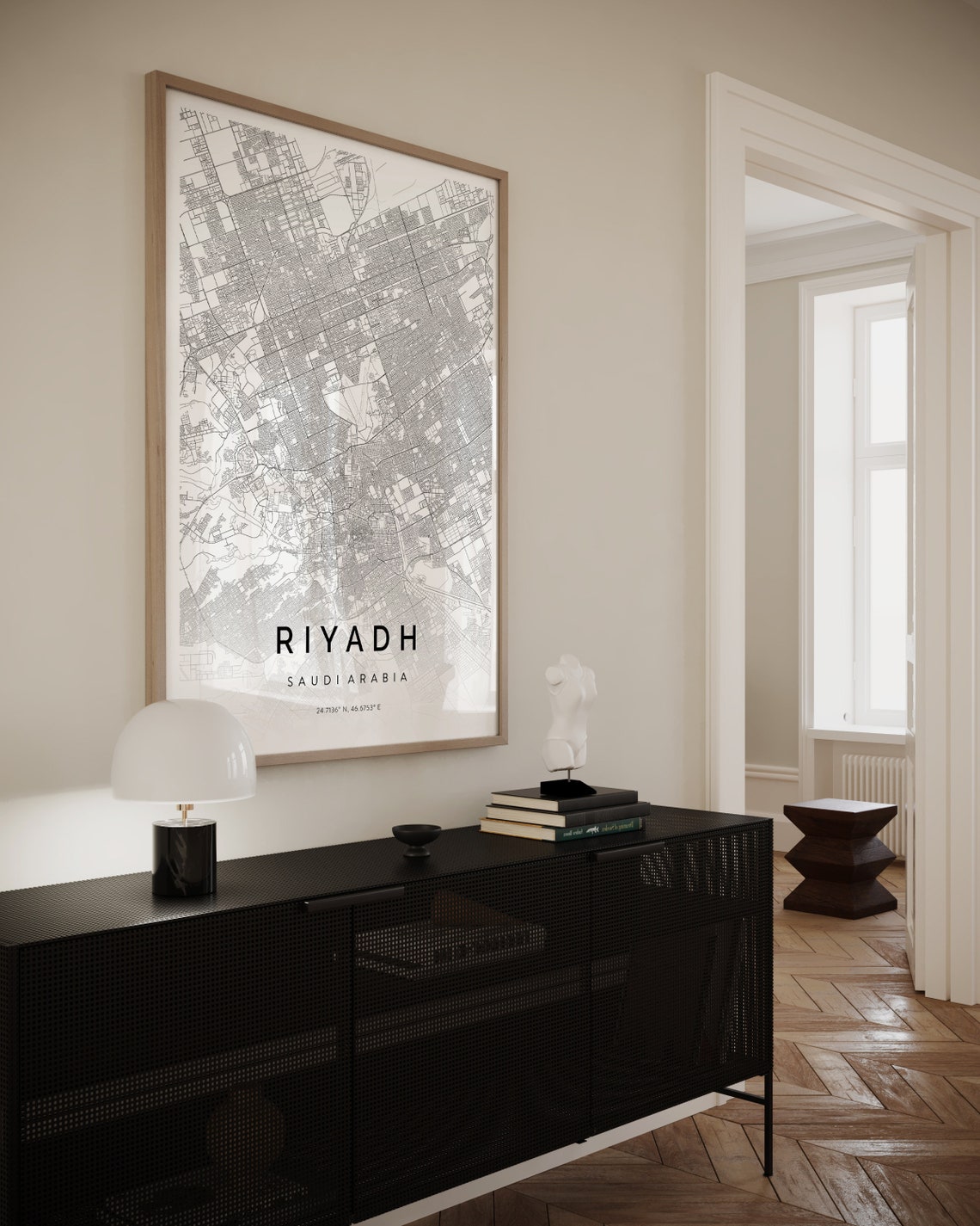 Riyadh Saudi Arabia Minimalist White Grey City Map Wall Poster - Image 2