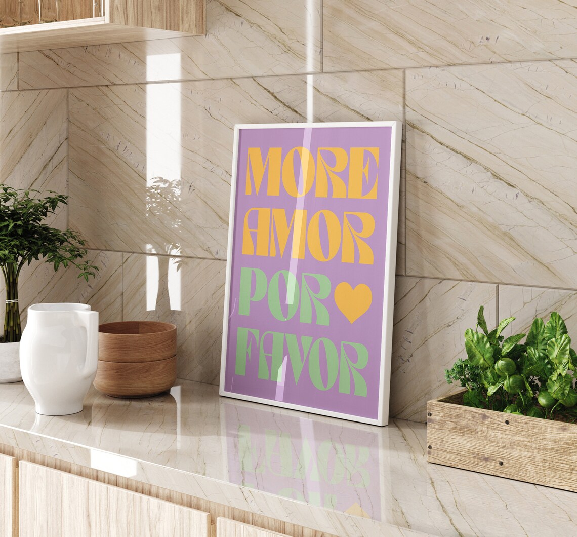 More Amor Por Favor Trendy Typography Art Print - Image 2