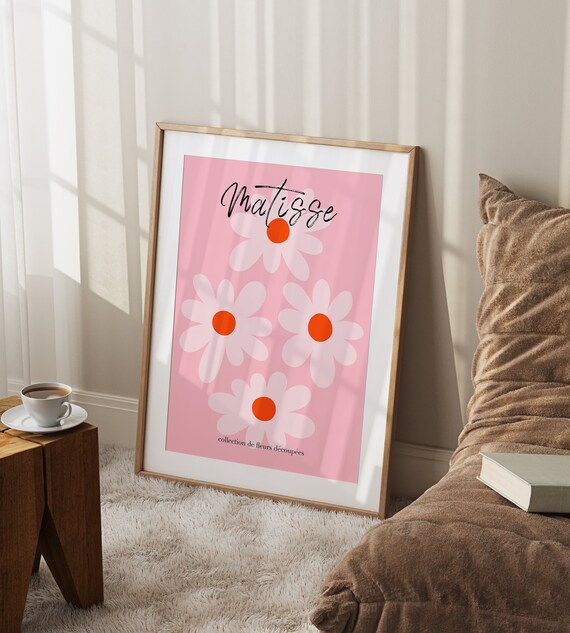 Pink Matisse Cut Out Flower Poster Pastel Matisse Print Matisse Decoupage Flower Poster Matisse Botanical Exhibition Poster Mp144