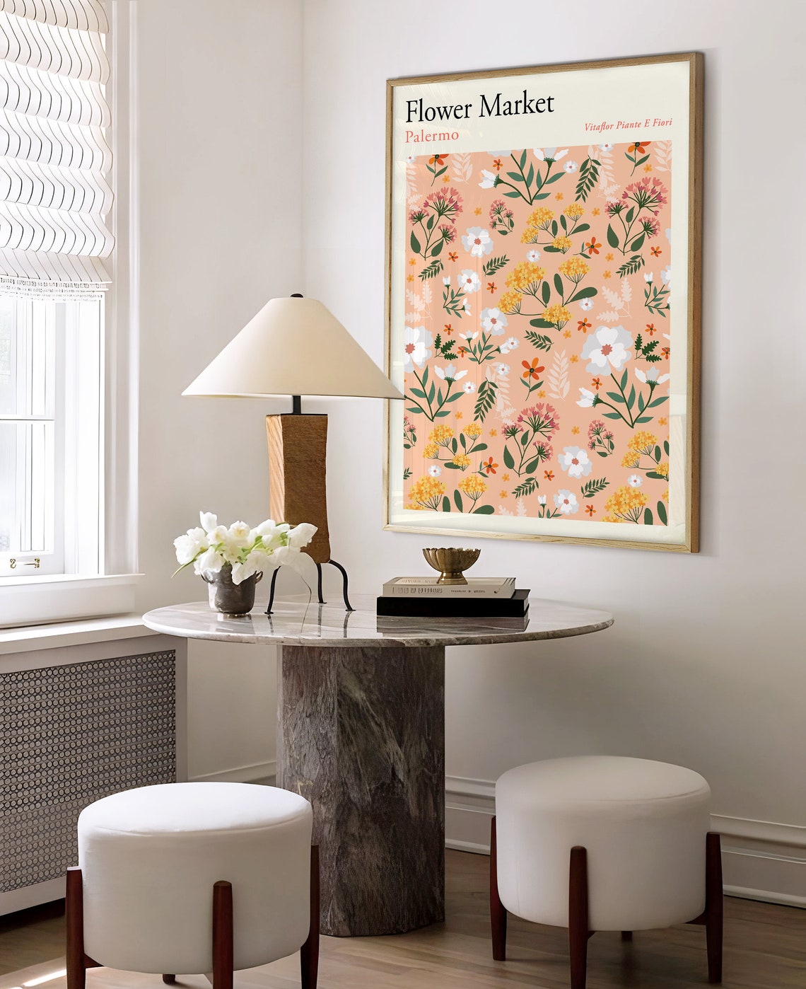 Flower Market Print Flower Market Palermo Poster Pastel Flowers Art Poster Peach Flower Market Print Boho Flower Market Print F154 - Image 3