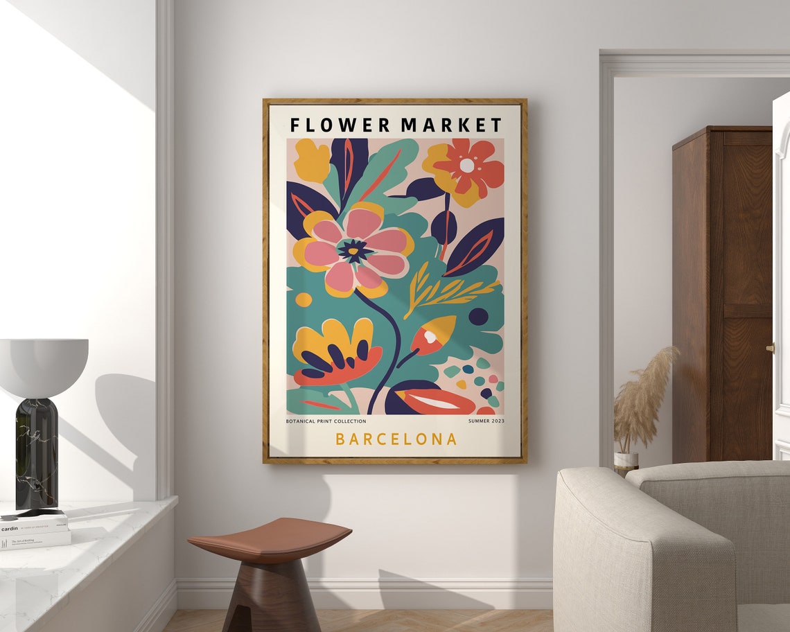 Barcelona Botanical Summer 2023 Flower Market Bold Art Poster - Image 3