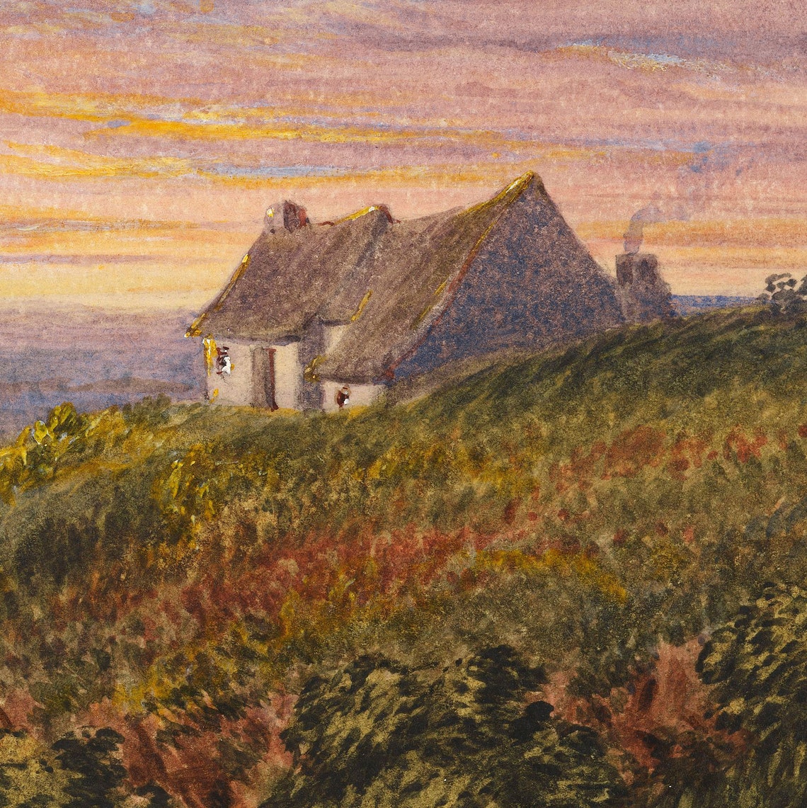 Landscape Painting Vintage Sunset Art Prints Cottagecore Whimsical Art Prints - Image 2