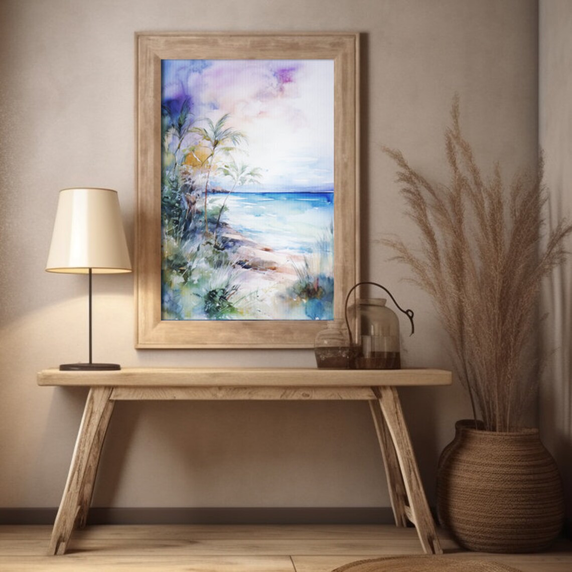 Beach Paradise Watercolor Art Print, Ocean Scene - Image 3