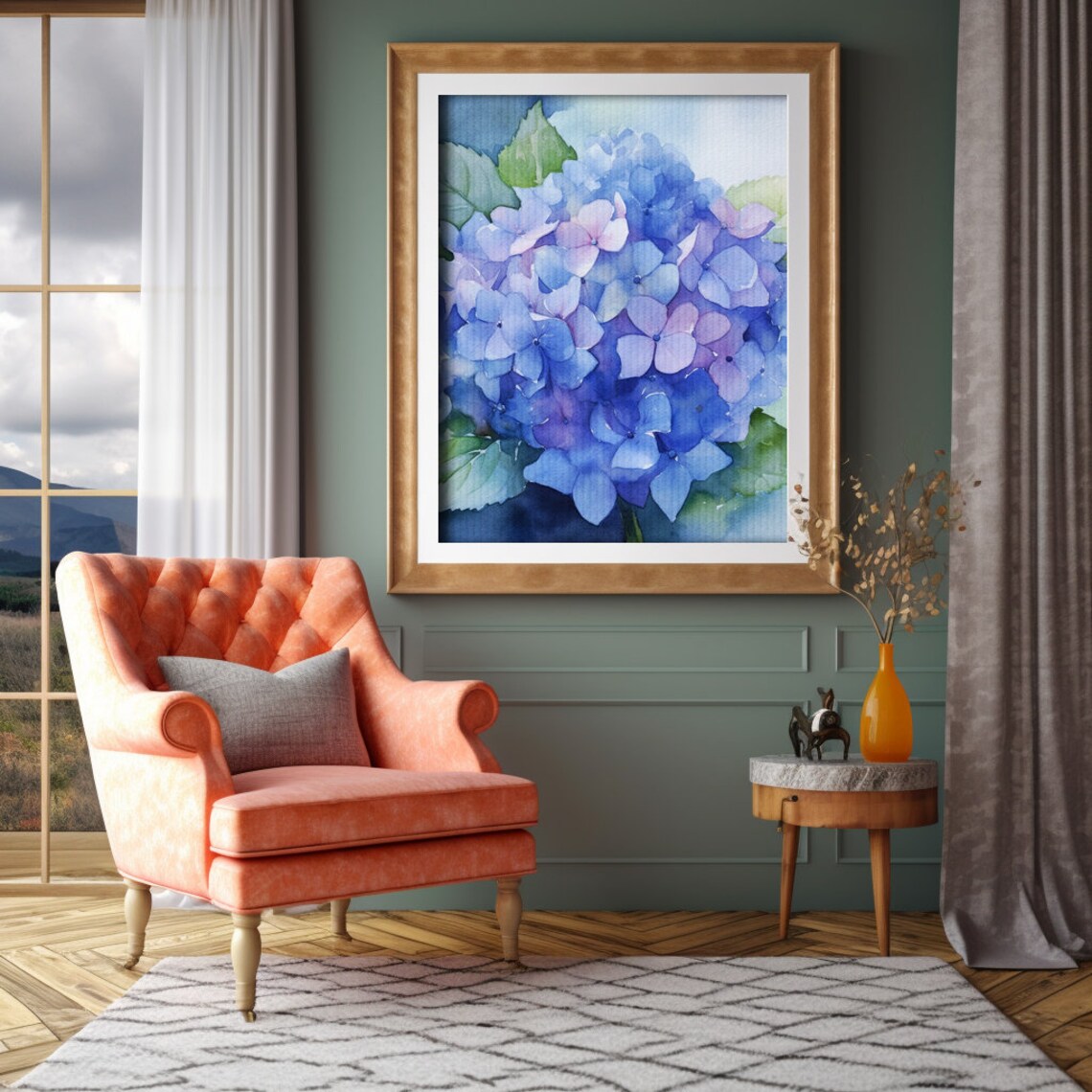 Hydrangea Watercolor Art Print, Botanical Flower Study - Image 3