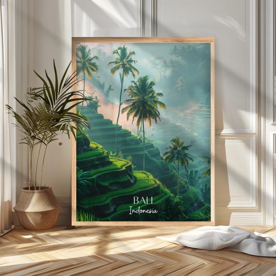 Bali Travel Poster Print Indonesia Wall Art Wanderlust Home And Office Decor Gift For Travelers