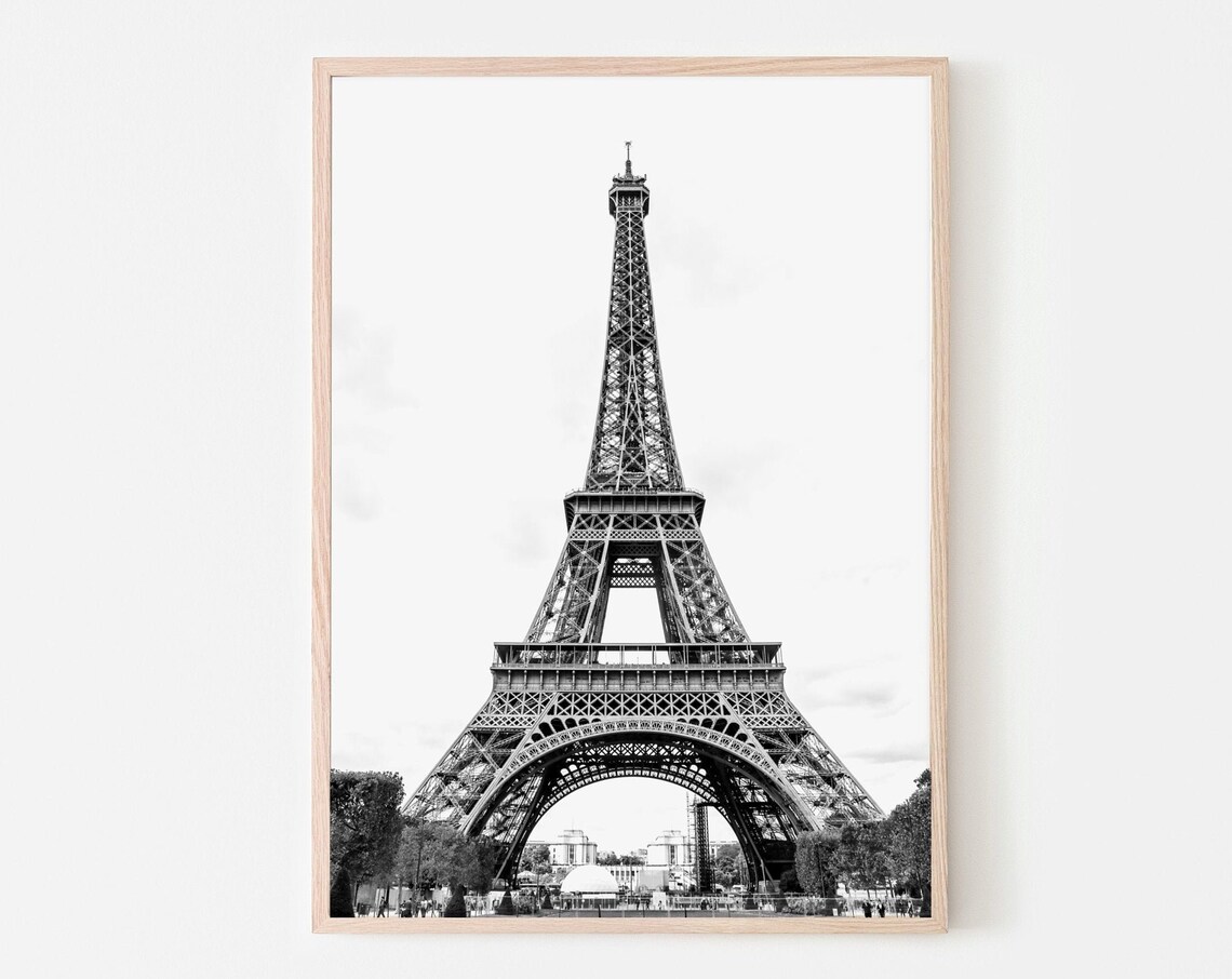 Eiffel Tower Black and White Art Print, Paris