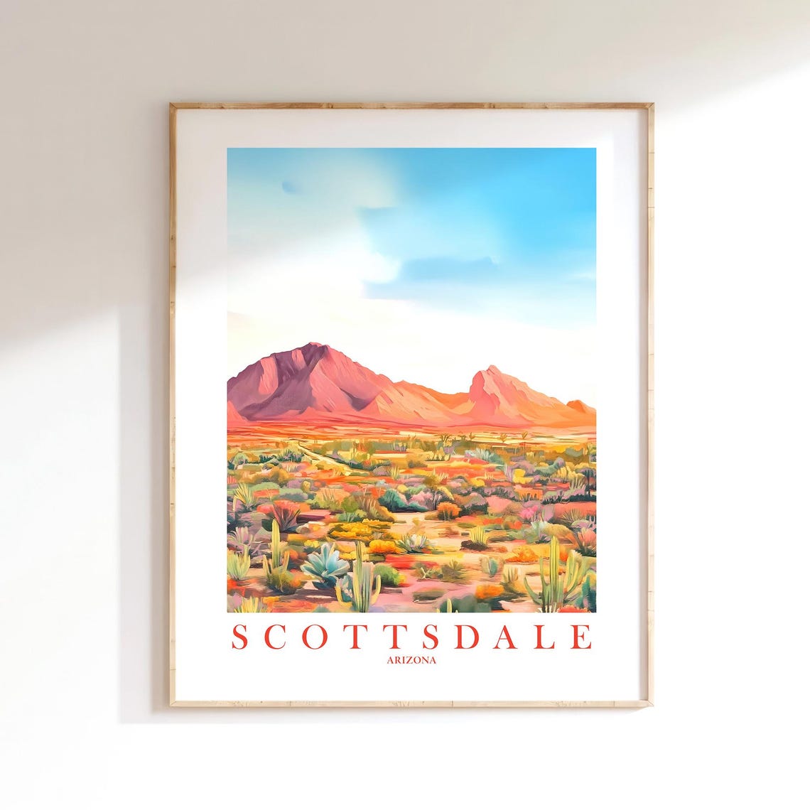 Scottsdale Arizona Camelback Mountain Desert Sunset Travel Poster