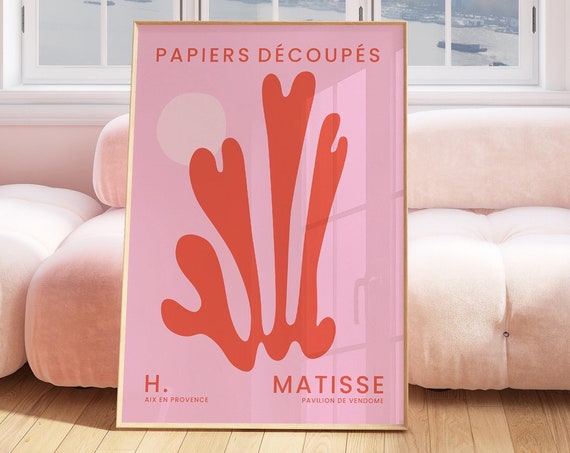 Pink And Red Matisse Print Papier Decoupes Henri Wall Art Modern Abstract Posters Gift For Friend Living Room