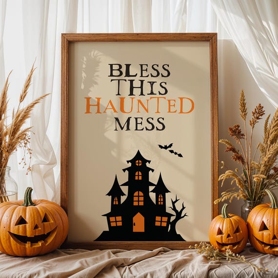 Funny Halloween Haunted House Print Spooky Home Decor Jpgs
