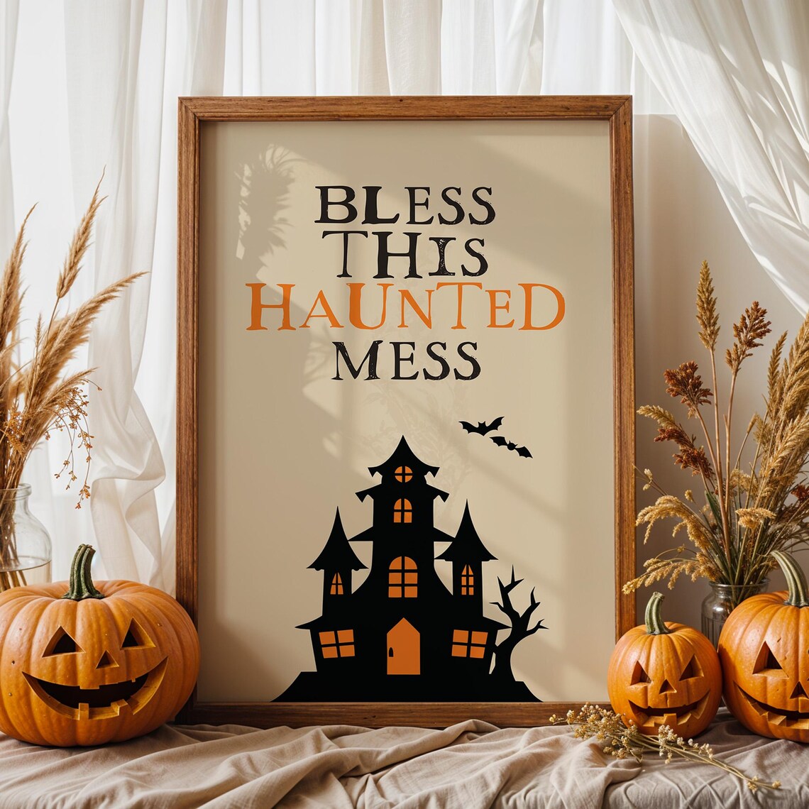 Funny Halloween Haunted House Print Spooky Home Decor Jpgs