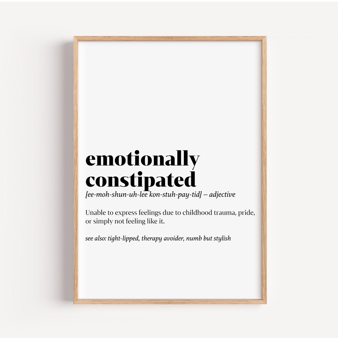 Emotionally Constipated Definition Funny Therapy Quote Dictionary Poster