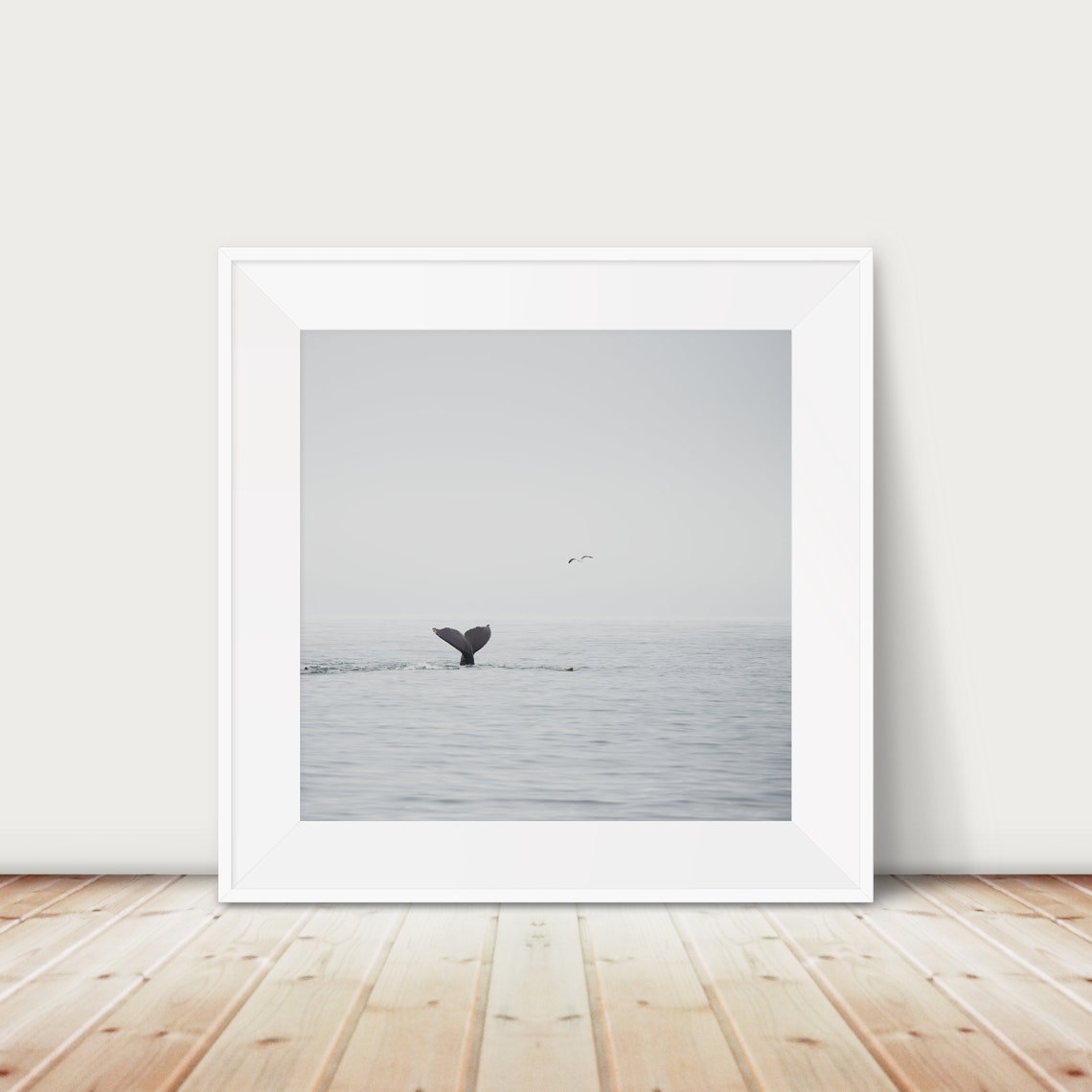Humpback Whale Tail Ocean Surface Minimal Photography Poster