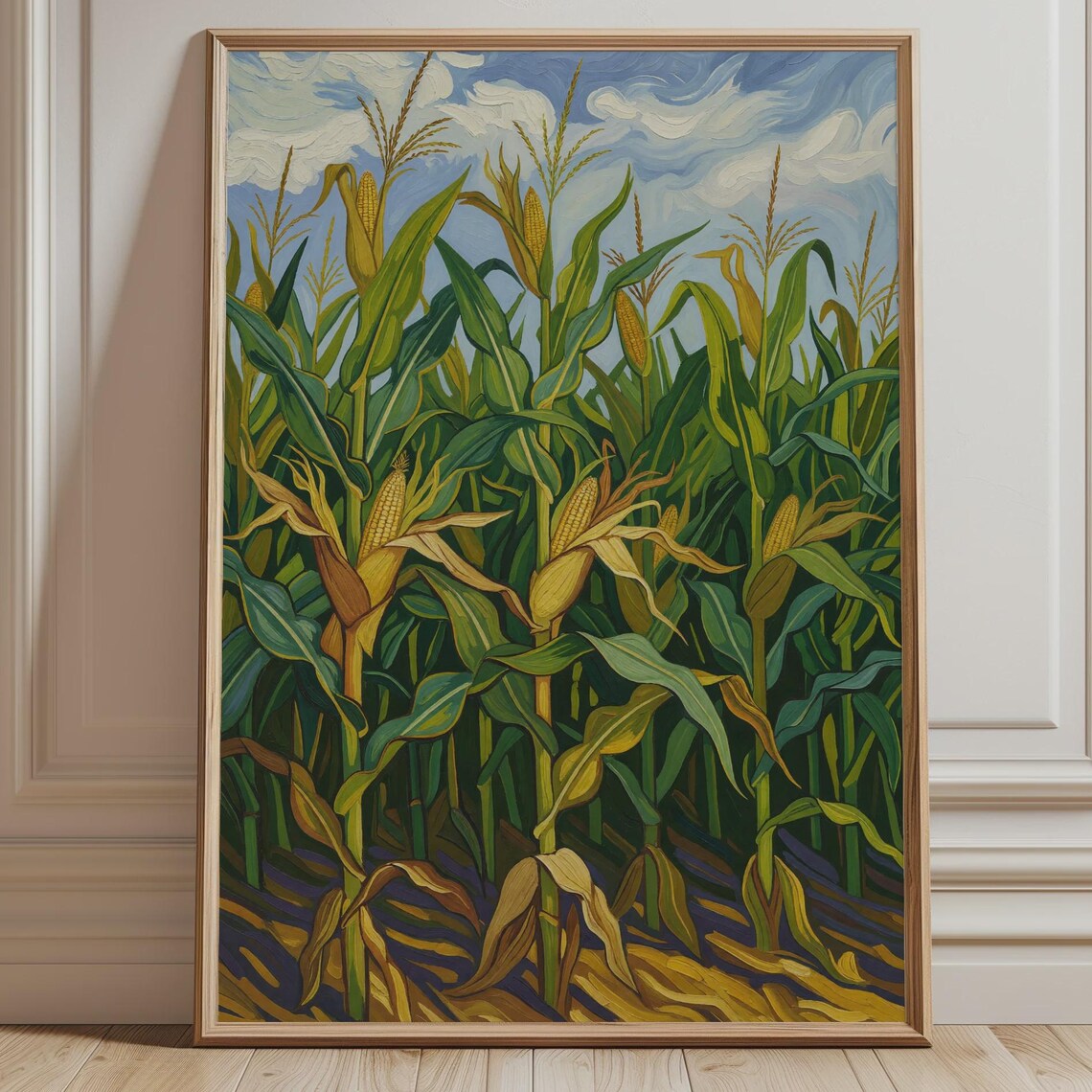Golden Corn Field Impressionist Summer Farm Landscape Poster