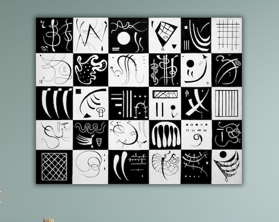 Black and White Abstract Symbol Grid Modern Minimal Art Poster
