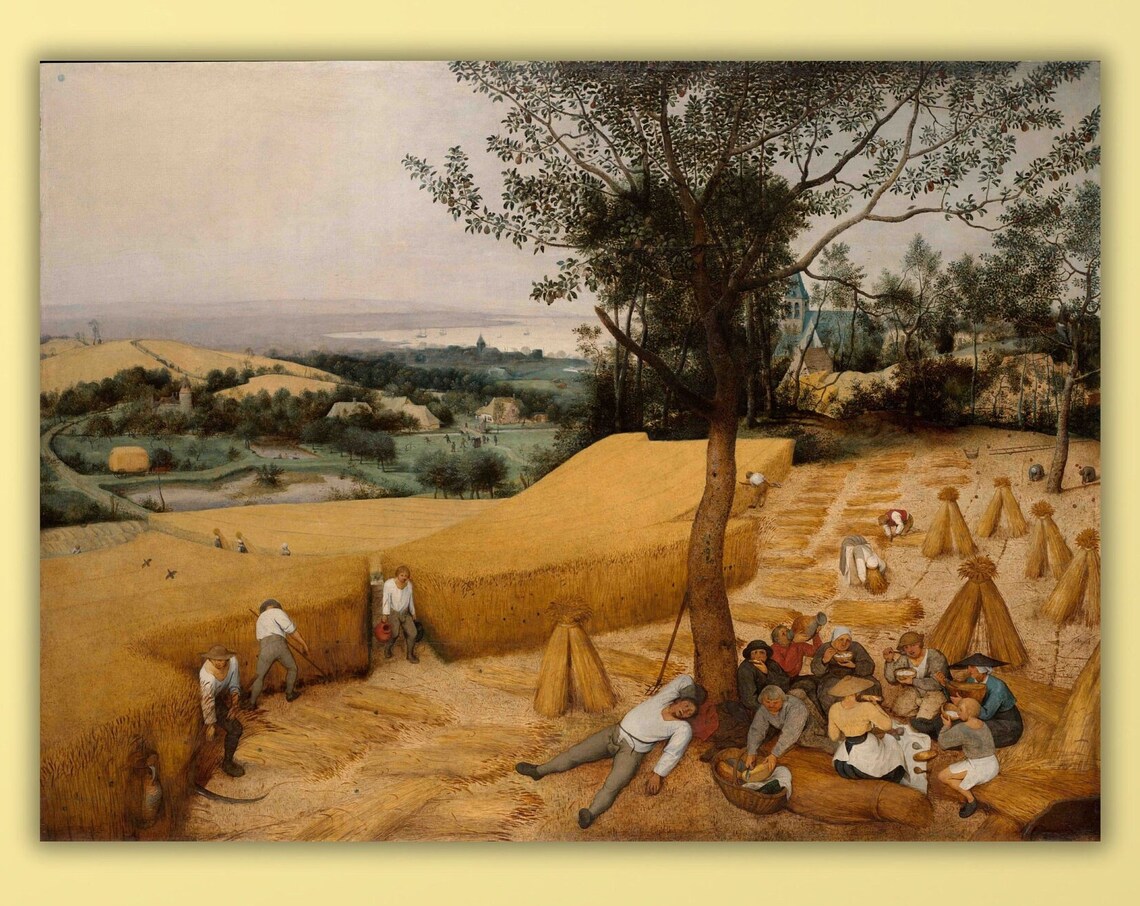 Bruegel The Harvesters Summer Wheat Field Village Classic Art Poster
