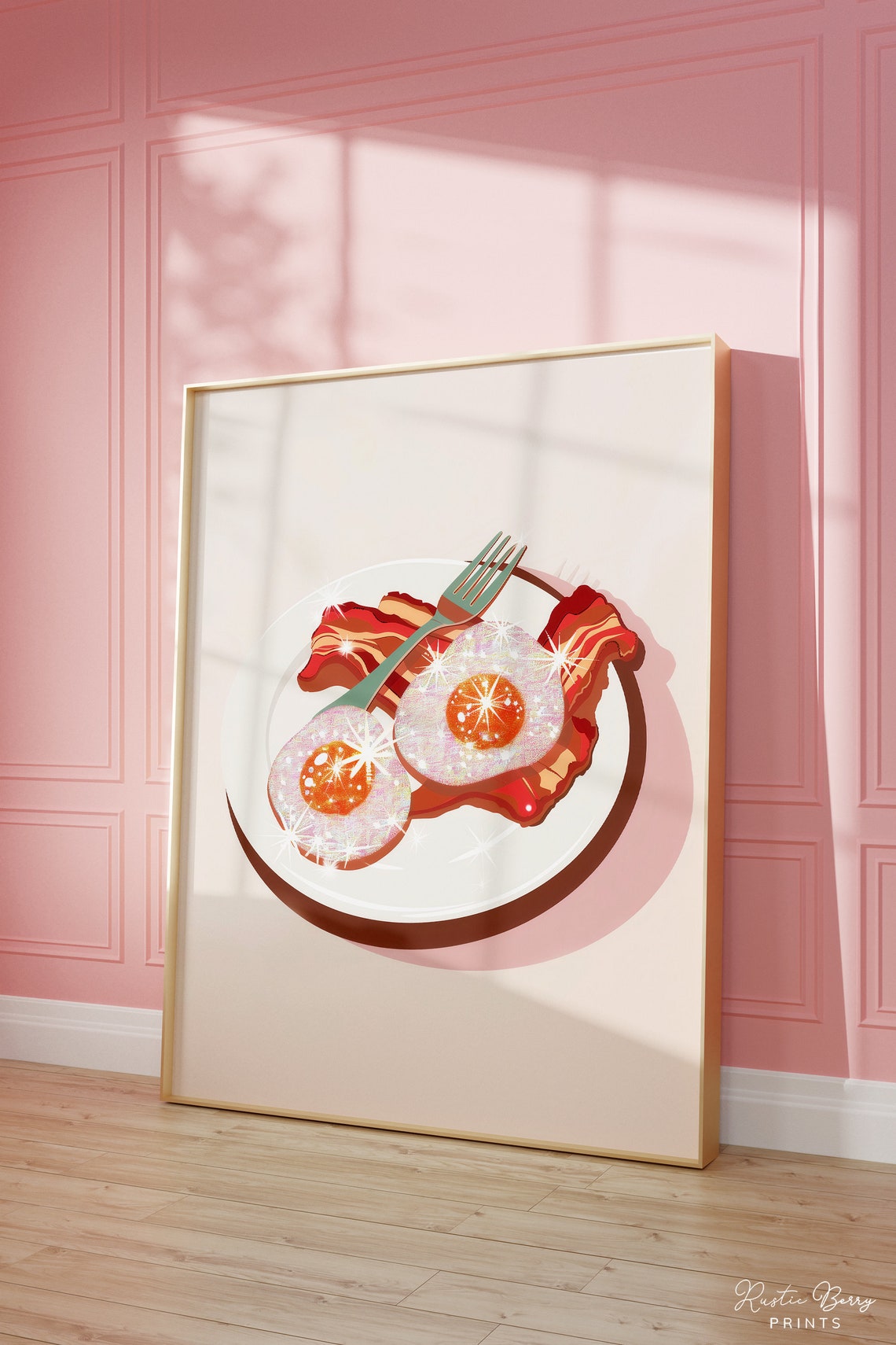 Sparkle Bacon And Eggs Breakfast Plate Retro Diner Decor Poster