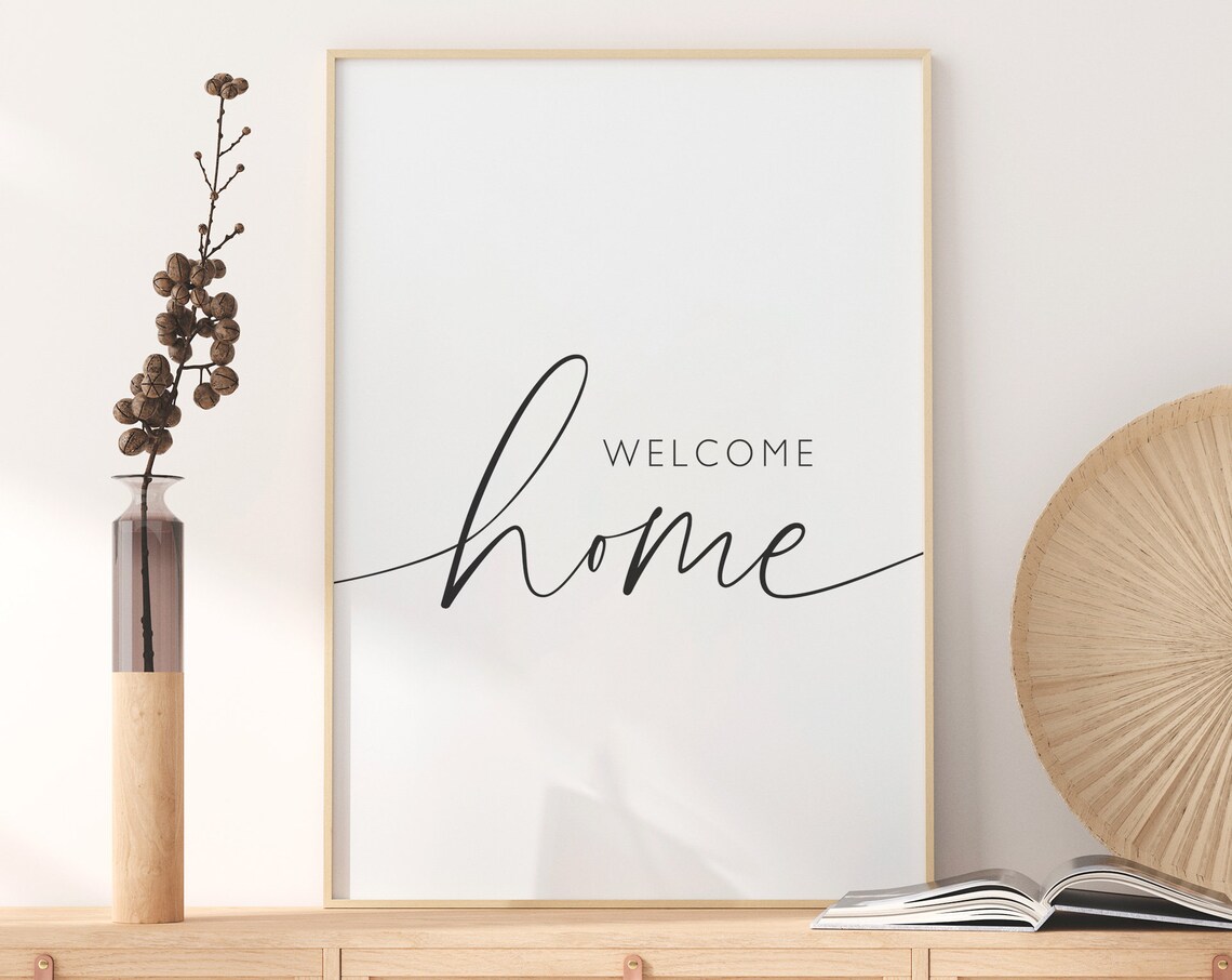 Welcome Home Minimal Art Typography Wall Art Print