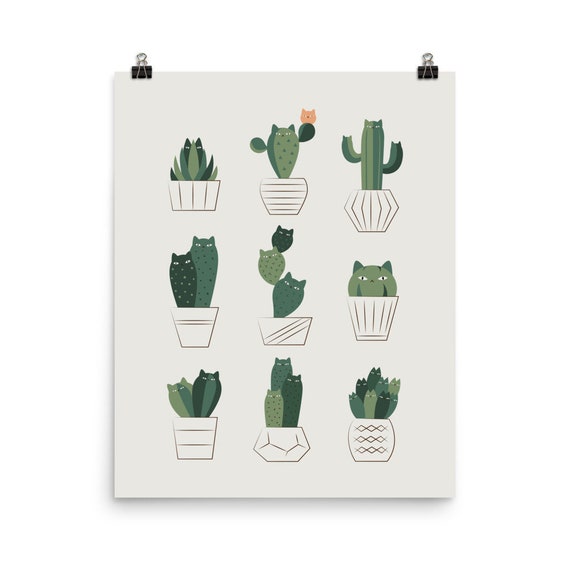Cat And Plant 20 Cattus Art Print