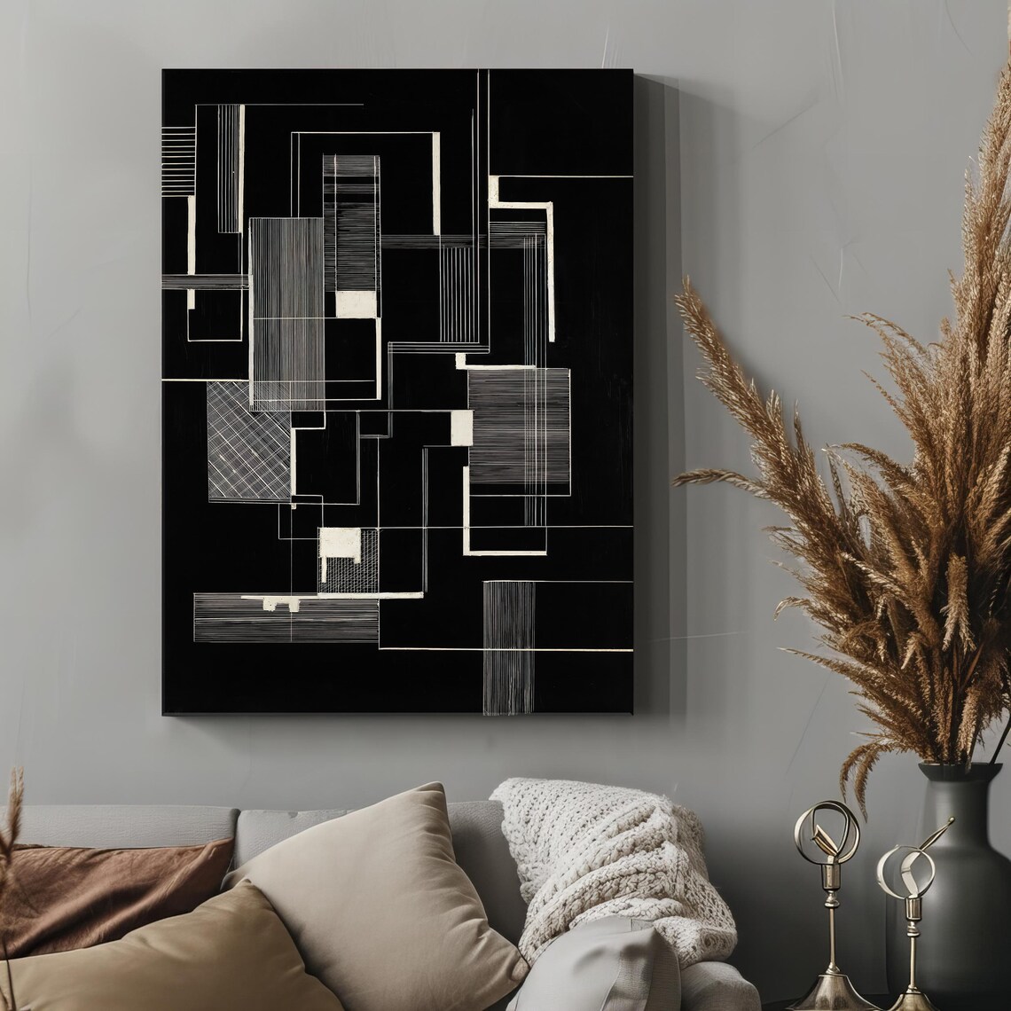 Abstract Print, Black And White Modern Decor - Image 4