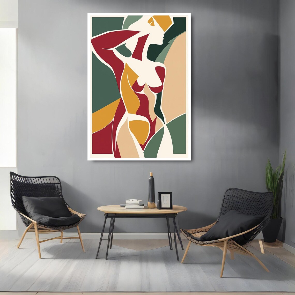 Colorful Abstract Woman Figure Modernist Body Art Wall Poster - Image 2