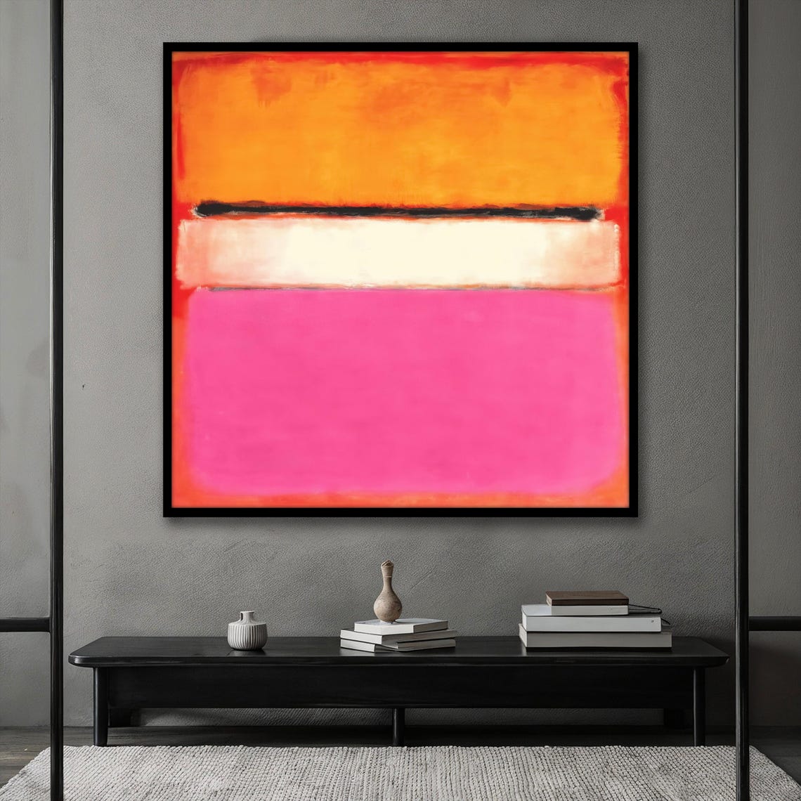 Rothko Style Orange White Pink Sunset Glow Abstract Wall Art Poster - Image 2
